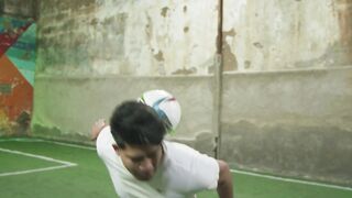 Man Doing Skillful tricks with his boll