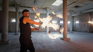Doing very excilanat skilful tricks with fire