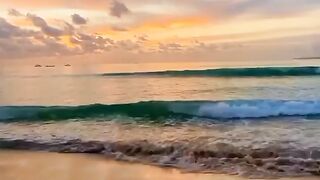 The beauty of the sunset on the coast of Lampung