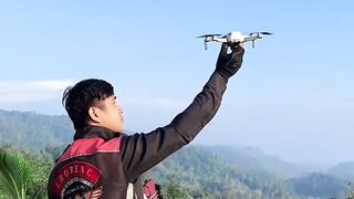 The charm of the West Lampung waterfall seen from above using a drone