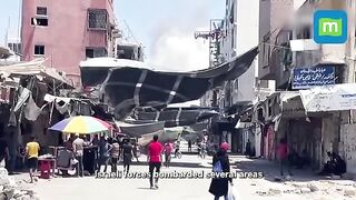 Israel bombarded several areas in southern Gaza Strip, thousands of Palestinians fled their homes