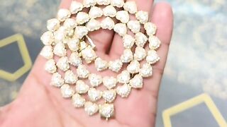 Ladies Natural Diamond & Real Gold Heart Chain