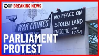 Pro-Palestine Protesters Scale Parliament House Roof