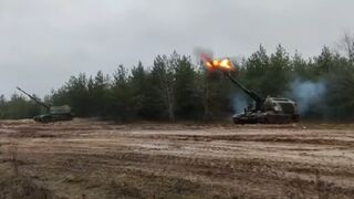 Russia's artillery destroy Ukrainian military equipment with howitzers