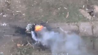 Burning Russian tank