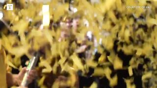 Ed Davey celebrates gains for the Liberal Democrats.