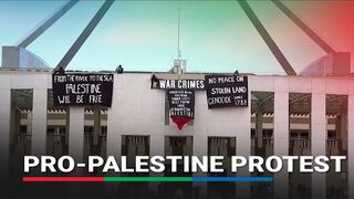 Pro-Palestine protesters scale roof of Australia's Parliament