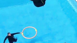 Gymnast jump in the pool