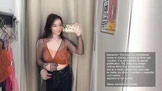 4K Transparent Dresses TRY ON with Mirror View  Natural Petite Body