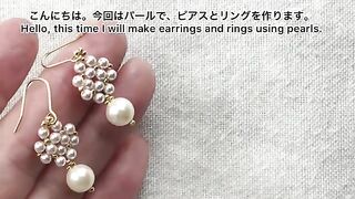 ##パールで作るピアスとリング_pearl earrings and ring.????????????????✨✨????????...
