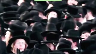 Orthodox Jewish men on the streets of Jerusalem protesting