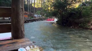 Breakfast while enjoying the beauty of the clear flowing river water