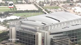 Aerial video shows damage on NRG Stadium in Houston after Beryl.