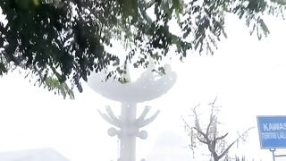 walking around my city in the morning accompanied by morning fog and dew which cools my heart