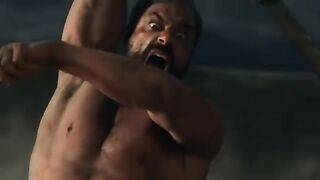 Spartacus gives Sedullus a shave