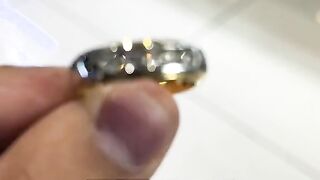 Men's 2-Tone Solid Gold & Natural Diamond Custom Wedding Band