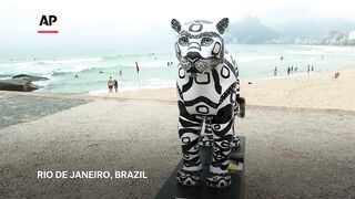 Colorful jaguar sculptures arrive in Rio de Janeiro to raise awareness about nature conservation.