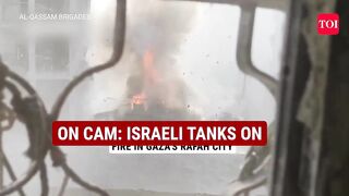 Hamas Fighters Chant 'Allah-U-Akbar' After Blowing Up Israeli Tank From Close Range _ Watch.