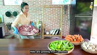 '' 20kg Big Bamboo shoot  - 4 recipes cook Bamboo shoot - Cooking with Sreypov