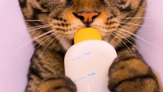Cat drinking milk ????  #foryoupage #fyp #catlover #tiktokviral #shortvideo #funnycat #trending