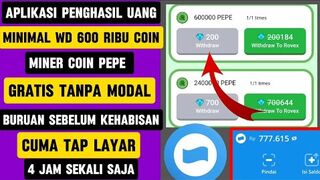 Aplikasi penghasil uang 600 ribu Coin pepe miner | Coin pepe penghasil dana