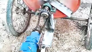 Homemade cement mixer.