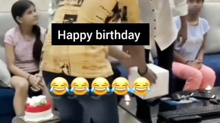 He sat on the cake