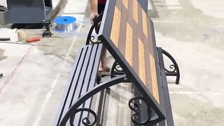 pretty bench with a table on it!