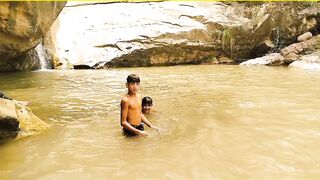 Due to high heat intensity, children are enjoying themselves in cold water