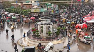 Traffic Road with many Car, Motorcycle and People in Largest Market in Islamabad, Pakistan 4K stock video