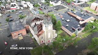 Aerial video shows tornado damage in Rome, New York.