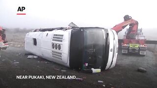 Buses carrying Chinese tourists veer off New Zealand road in 2 crashes at same spot.