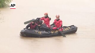 Heavy rain batters South Korea's border city and parts of metropolitan areas.