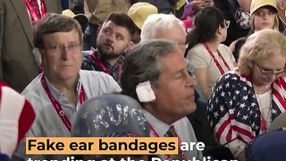 Delegates wear Trump-style ear bandages at the RNC _ Al Jazeera Newsfeed.