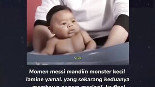 The moment Messi bathes Lamine yamal