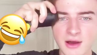 A man trimmed his eyebrows