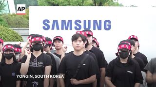 Samsung Electronics union workers strike for higher pay and more benefits.