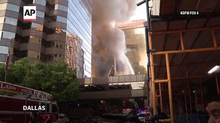 A fire severely damages the historic First Baptist Dallas church sanctuary.