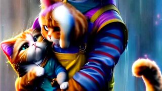 AI cats short story with mom and baby