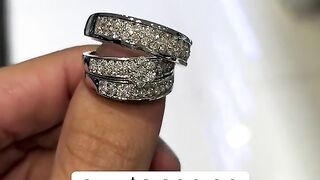 Natural Diamond & Gold His & Her Trio Wedding Bands