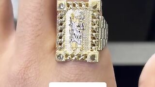 Real Gold Cuban Link Design Saint Jude Ring