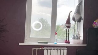Transparent cleaning How to clean a window _ Try On Haul Blonde No Bra See Through Clean with me