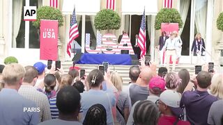 Jill Biden visits athletes in Paris ahead of 2024 Olympics.