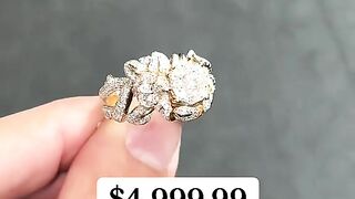 Ladies Solid 14K Gold & Natural Diamond Rose Thorn Bush Ring