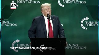 Donald Trump touts his wound and goes after Kamala Harris in speech.