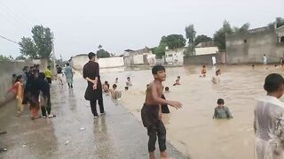 Children enjoying a bath