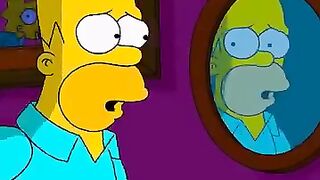 Homer and Bart meeting with an alien