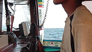 Running boat in sea