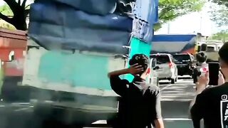 the truck swerved