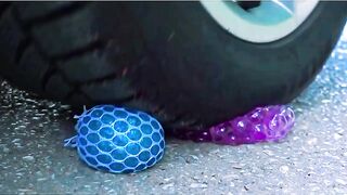 Experiment car vs rainbow syringes | Crushing crunchy and soft things with the car